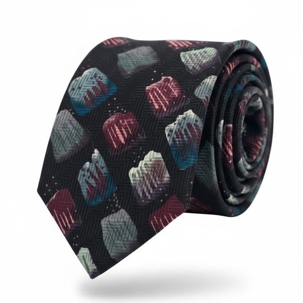 VTG Pcarlo Palazzi Paris Tie Geometric Pattern‎ Italian Silk Necktie Accessory